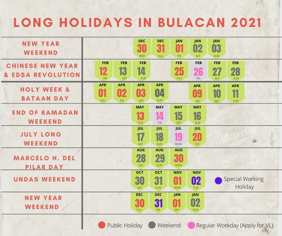 Simplified Holidays In Bulacan 2021 - Bulakenyo.ph